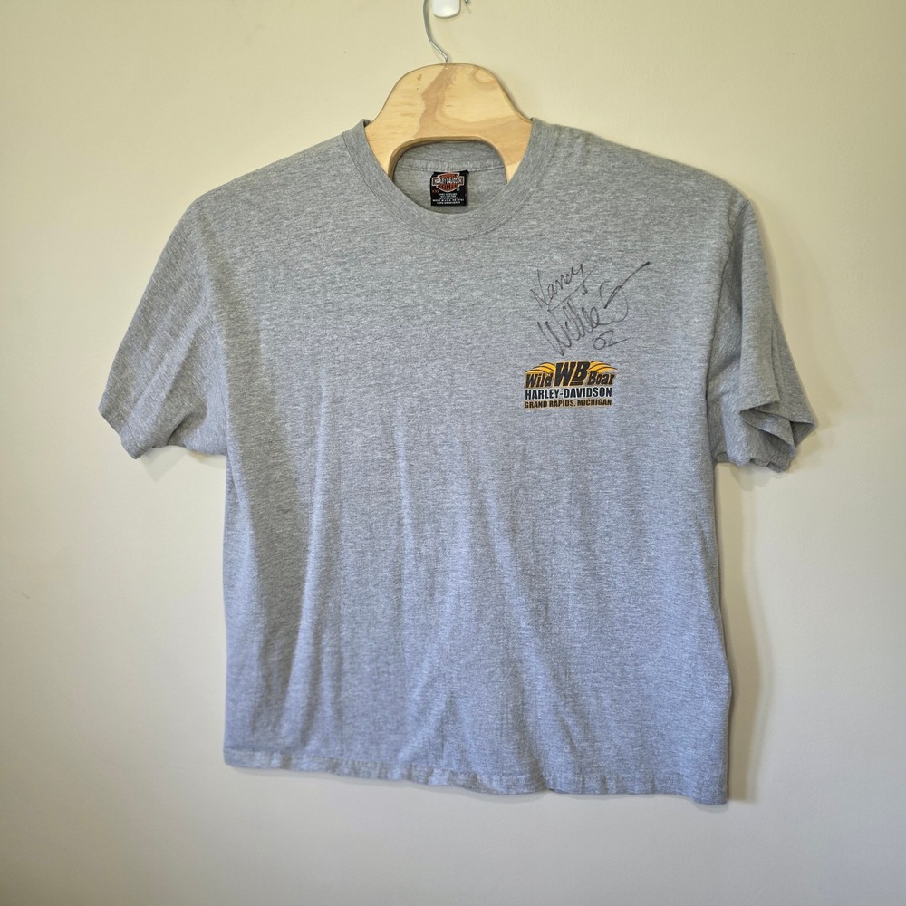 Harley-Davidson T-Shirt Mens XXL Gray Wild Boar Graphic Signed Willy G Nancy 02